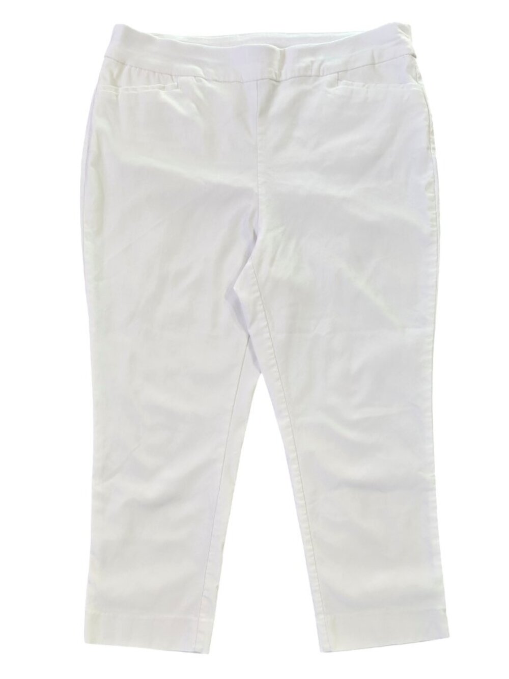 Chico's So Slimming Brigitte White Pull On Slim Crop Pant Capsule Beachy Stretch